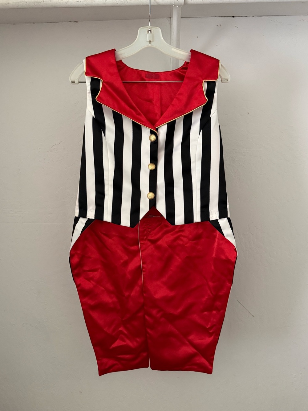 Striped Satin Musical Theatre Costume Vest with Removable Tails - Includes Cuffs
